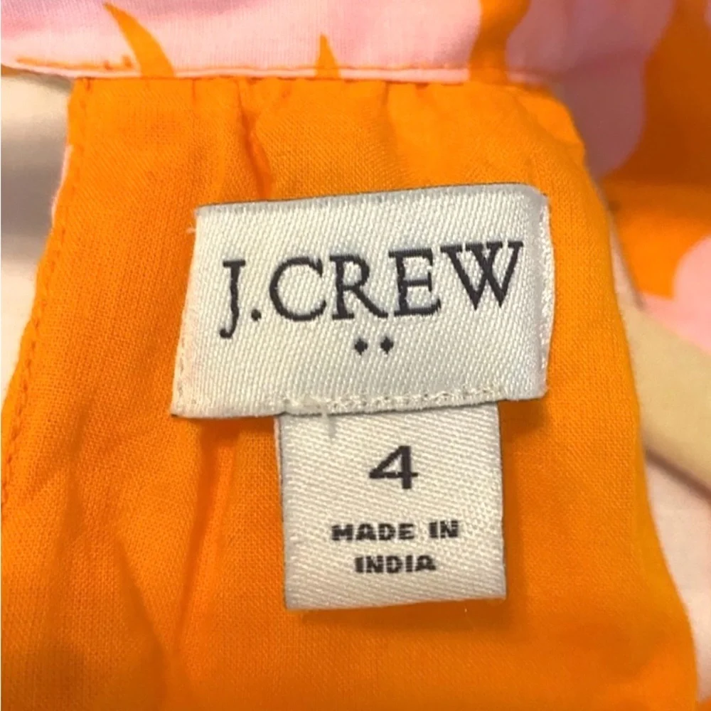 J. Crew Bright Orangeand Pink  Floral Dress-4